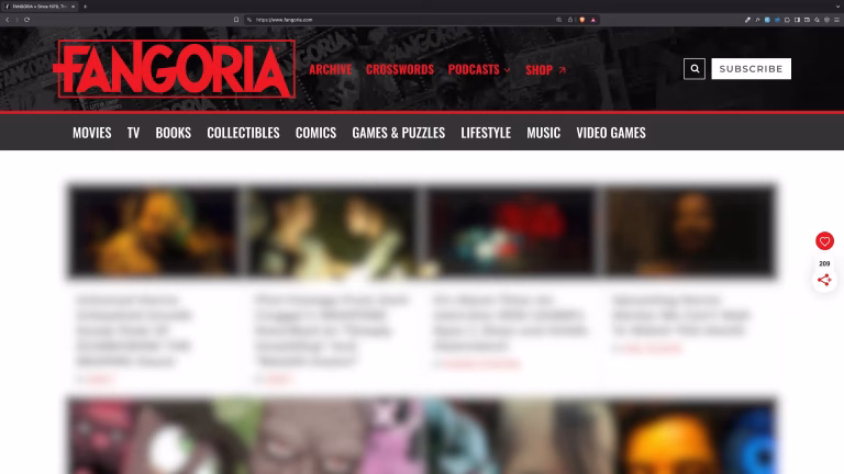 Screenshot of Fangoria.com