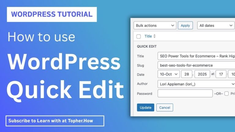 How To Use WordPress Quick Edit