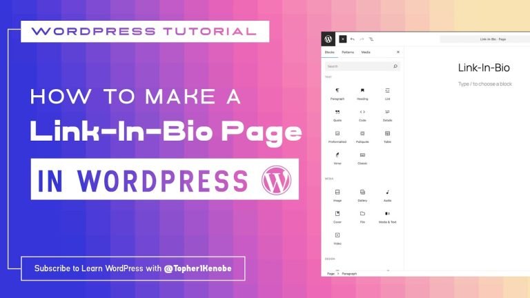 How to create a Link-In-Bio page using the default WordPress editor.