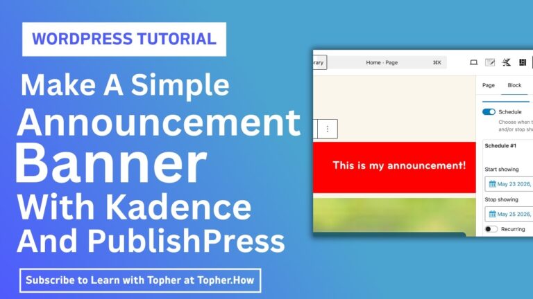 Create a website banner with Kadence and PublishPress